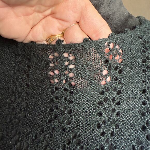 Vintage The Limited Black Lace-Knit Sweater Crewneck Size M Acrylic / Nylon - Picture 8 of 10